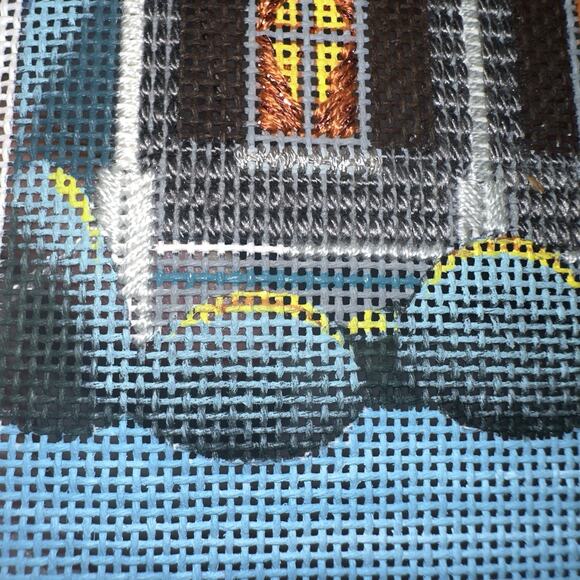 Peter Ashe Hand-Painted Needlepoint Canvas Victorian House Snowy Incomplete - Picture 8 of 16